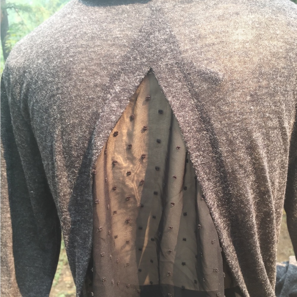 A’reve soft gun metal gray knit tunic top / dress with inset back - Picture 13 of 15